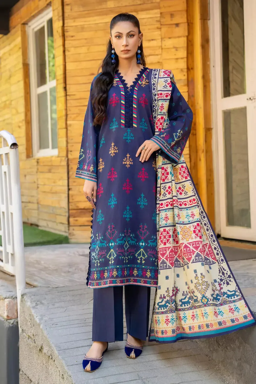 3PC Printed Unstitched Lawn Suit KLA-2803