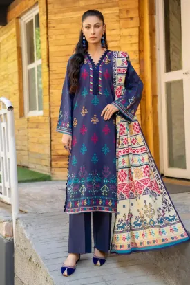 3PC Printed Unstitched Lawn Suit KLA-2803