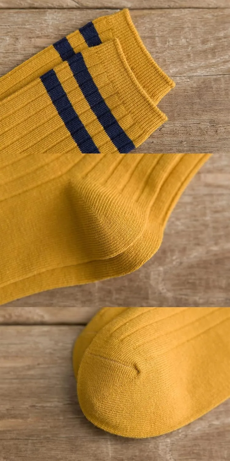 ACCFOD Womens Striped Crew Socks 5-10 Pairs Cute Retro Long Socks Vintage Fun Fashion Athletic Aesthetic High Socks for Women