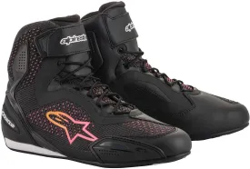 Alpinestars Women's Stella Faster 3 Rideknit Motorcycle Boots, Black/Pink/Yellow