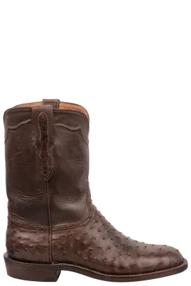 Black Jack Men's Full Quill Ostrich Roper Boots - Chocolate