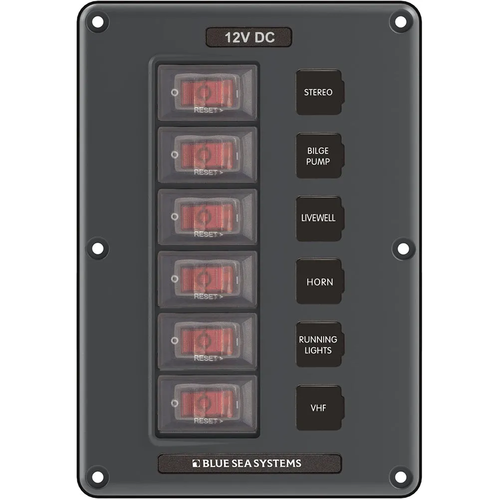 Blue Sea 4322 Circuit Breaker Switch Panel 6 Position - Gray [4322]