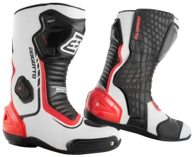 Bogotto Race-X Motorcycle Boots with Ankle Reinforcement, White/Black/Red