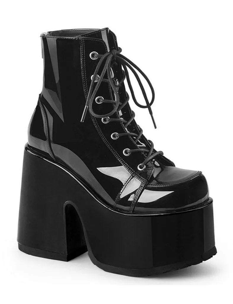 DEMONIA CAMEL-203  BOOTS - PATENT BLACK ✰ PRE ORDER ✰