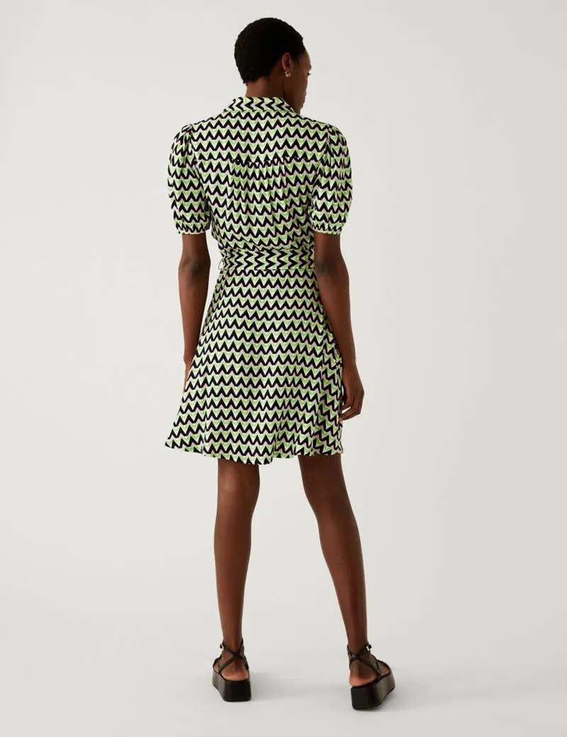 Geometric Belted Mini Shirt Dress