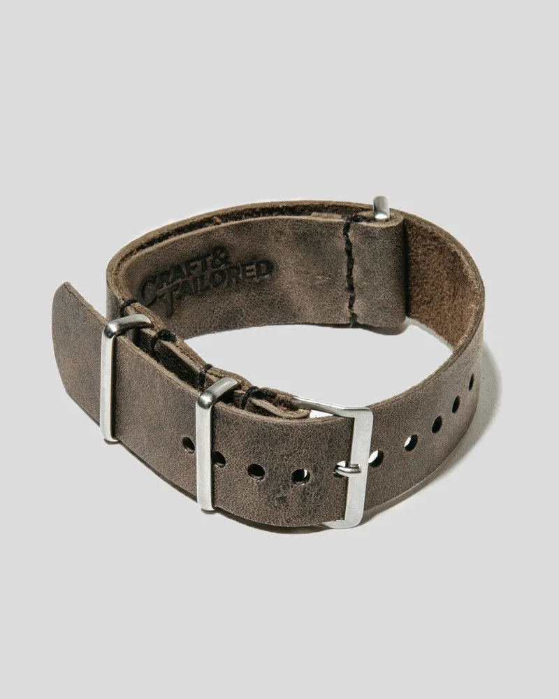 Horween Horsehide Leather NATO Style Watch Strap 20mm (Lunar Grey)