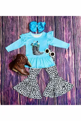 Light blue, boots & gray cheetah 2pc set XCH0015-6H
