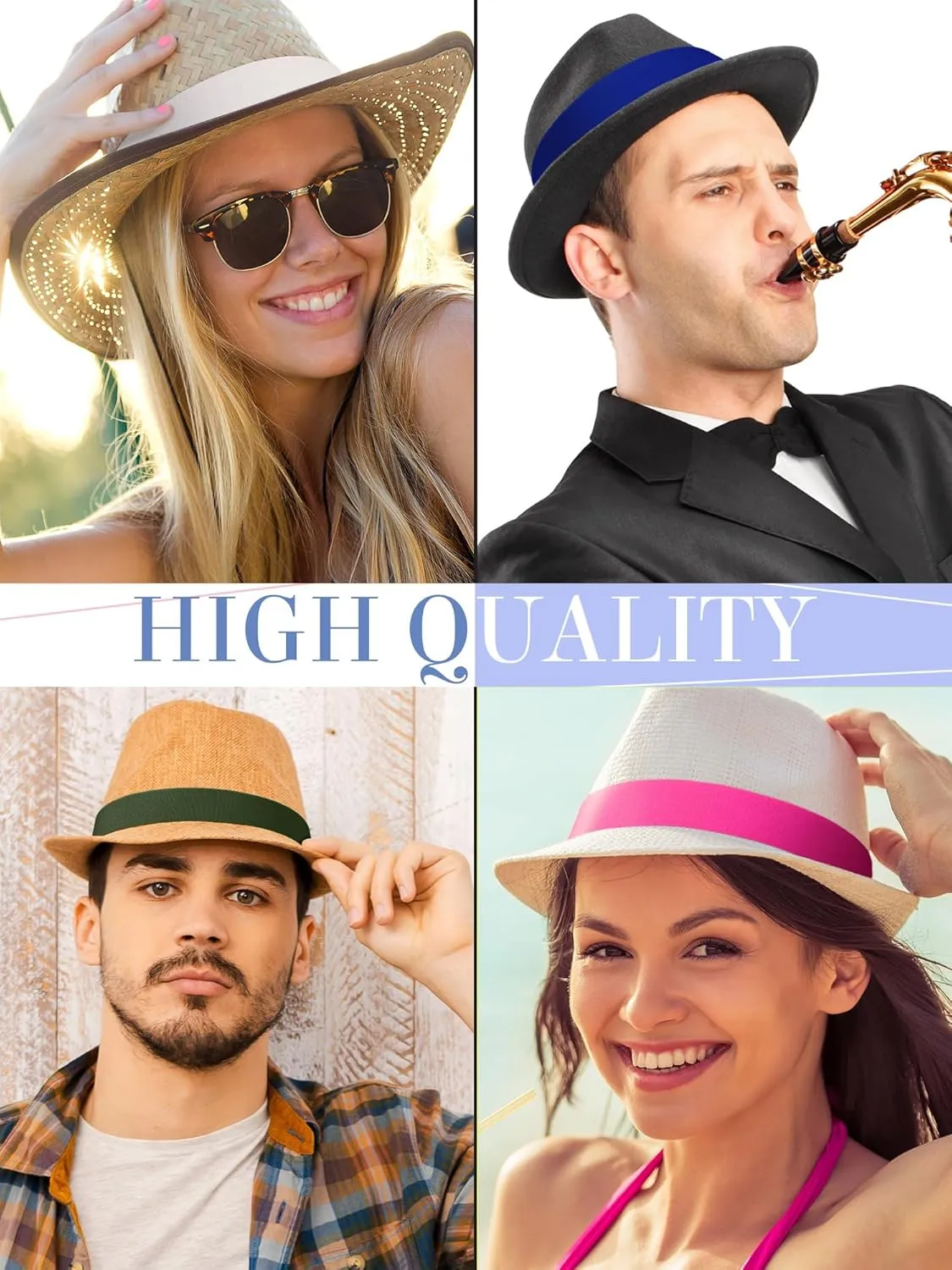 Liitrsh 15 Pcs Hat Band Stretchable Ribbon for Panama, Western Cowboy, Straw Hats - Accessories for Women and Men