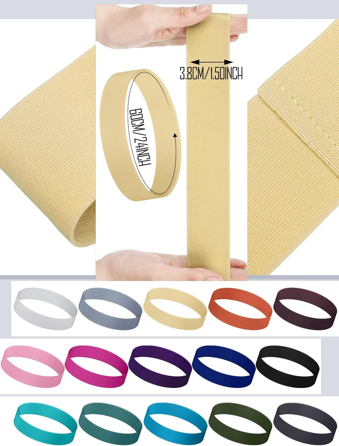 Liitrsh 15 Pcs Hat Band Stretchable Ribbon for Panama, Western Cowboy, Straw Hats - Accessories for Women and Men