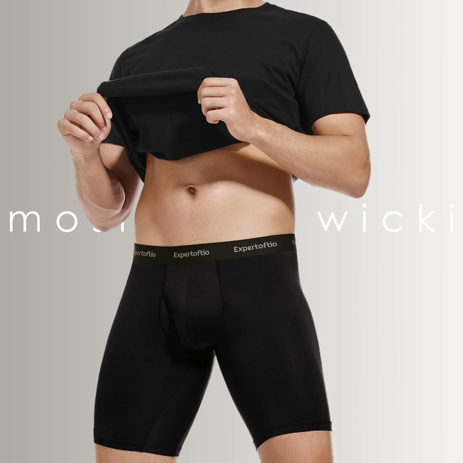 Men's Underwear 9 Inch Long Leg Boxer Briefs for Men, Performance, Moisture Wicking Pack, Anting Chafing, Fly