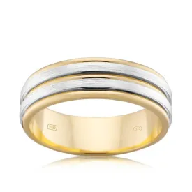 Men's Wedding Band in 9ct Yellow and White Gold