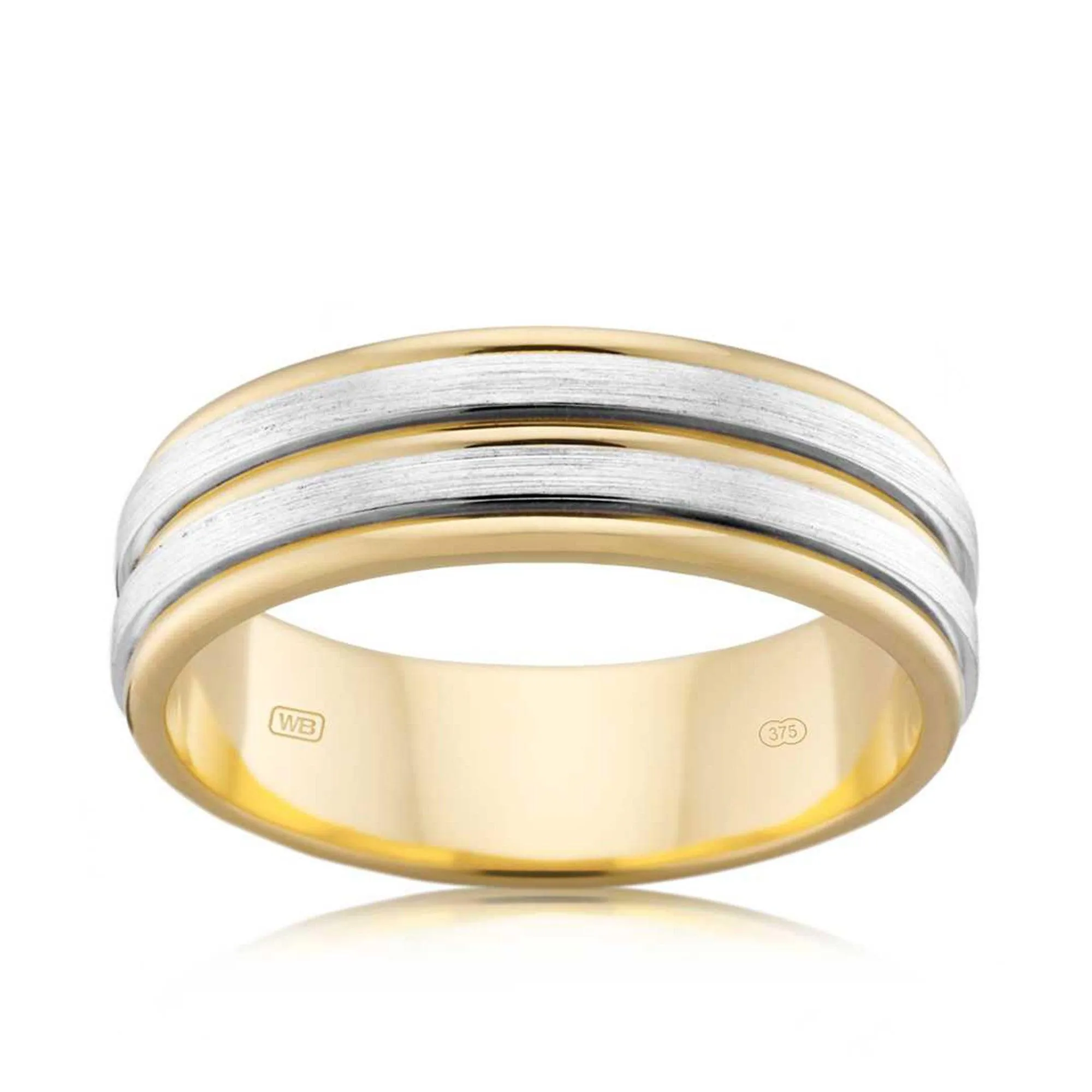 Men's Wedding Band in 9ct Yellow and White Gold