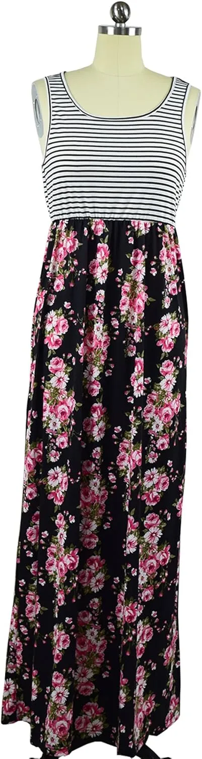 Mommy and Me Boho Floral Family Matching Maxi Dress with Pocket for Mother's Day