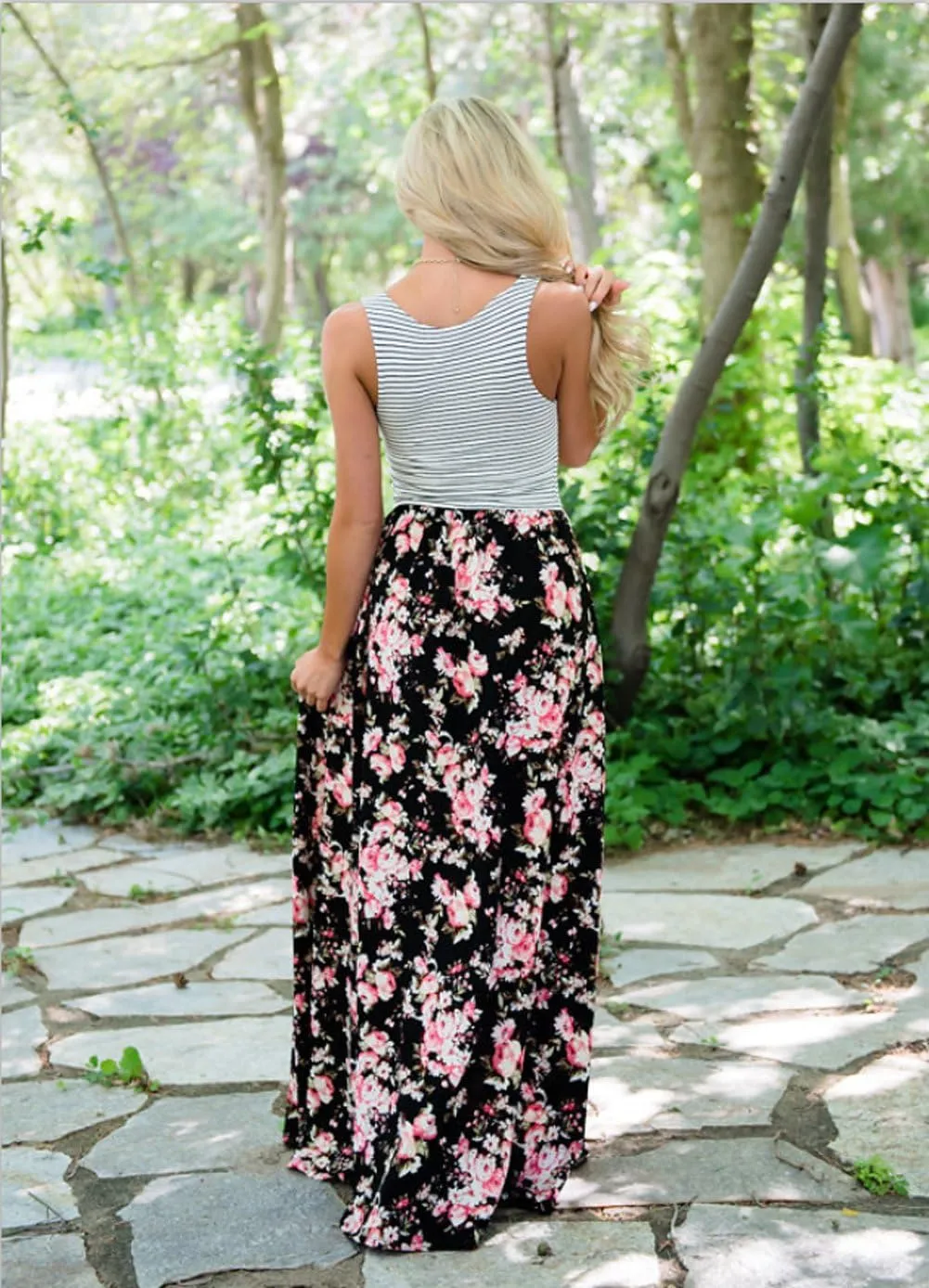 Mommy and Me Boho Floral Family Matching Maxi Dress with Pocket for Mother's Day