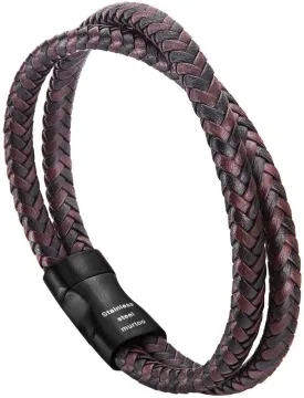 murtoo Mens Bracelet Leather Braided, Brown and Black Leather Bracelet for Men