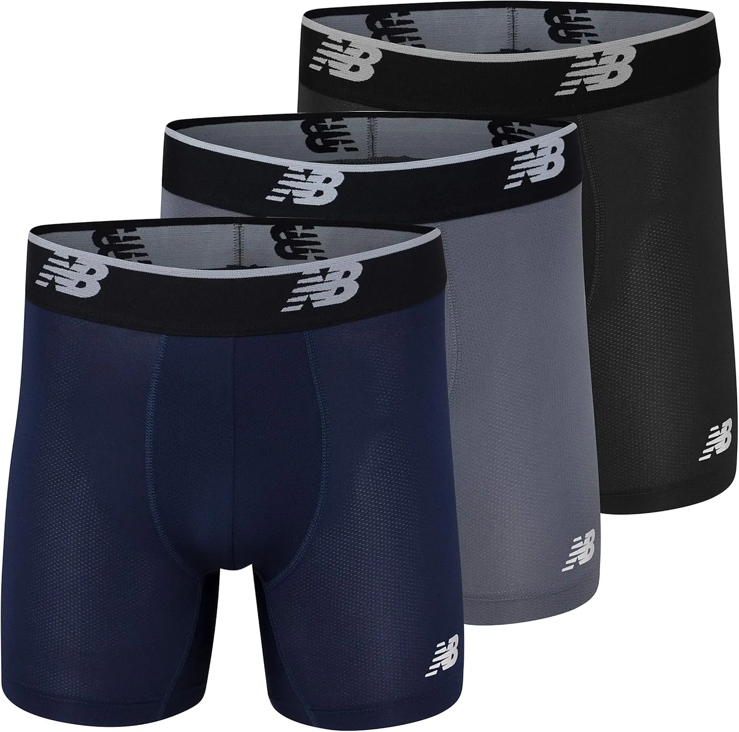 New Balance Men's Mesh Jersey Performance Wicking No Fly Boxer Briefs Underwear (4 Pack)