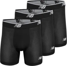 New Balance Men's Mesh Jersey Performance Wicking No Fly Boxer Briefs Underwear (4 Pack)
