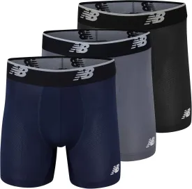 New Balance Men's Mesh Jersey Performance Wicking No Fly Boxer Briefs Underwear (4 Pack)
