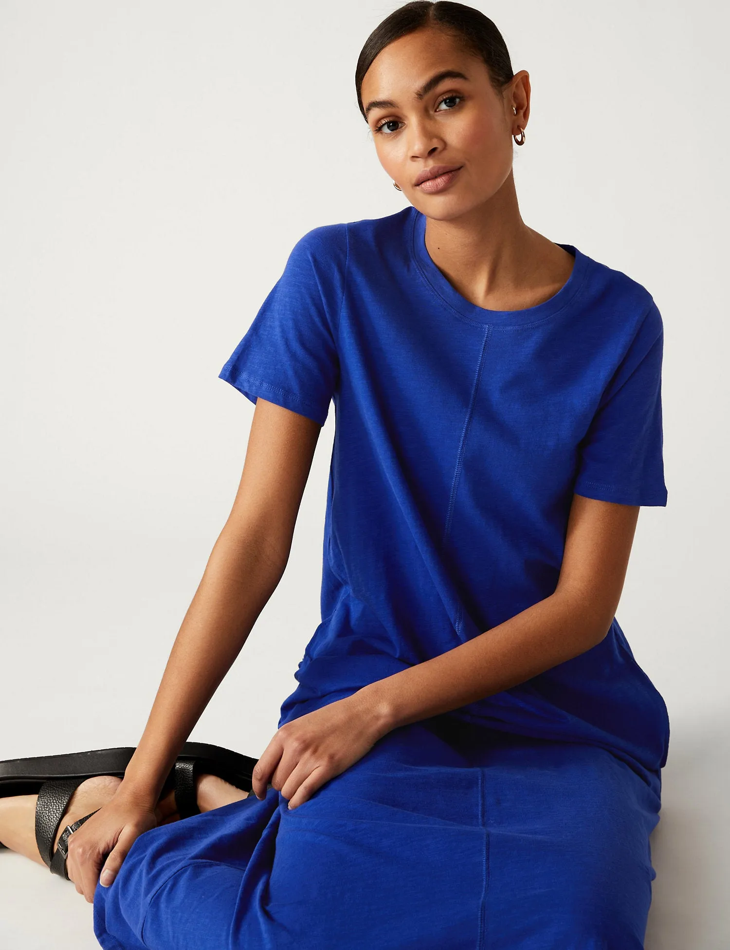 Pure Cotton Round Neck Midaxi T-Shirt Dress