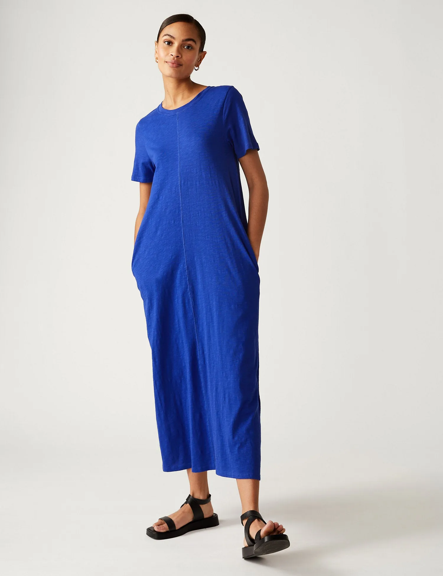 Pure Cotton Round Neck Midaxi T-Shirt Dress