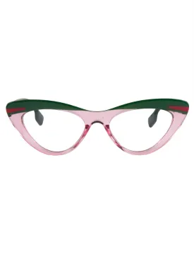 Retro Catseye Glasses Pink & Green Stripe