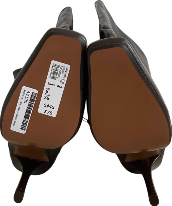 River Island Brown Square Toe High Keg Boots UK 6 EU 39 👠